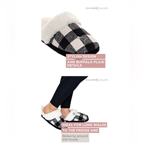 Fuzzy Buffalo Plaid Slippers - Picture 3 of 7